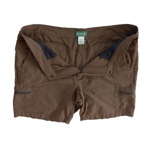 LL Bean Men 38 Outdoor Stretch Cargo Performance Buttons Snap Short Tan Brown
